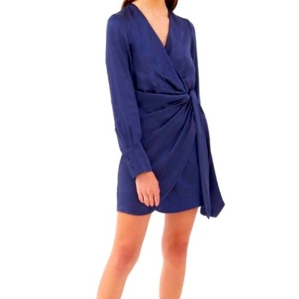 4TH & RECKLESS  Falisha Satin Tie Waist Wrap Dress